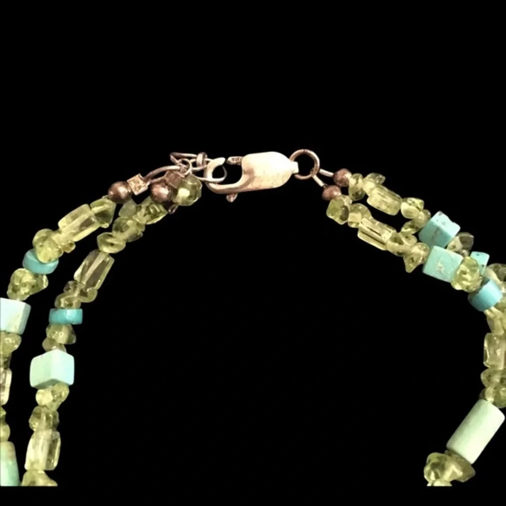 VINTAGE Green and Turquoise Color Beaded Bracelet - Picture 4 of 7